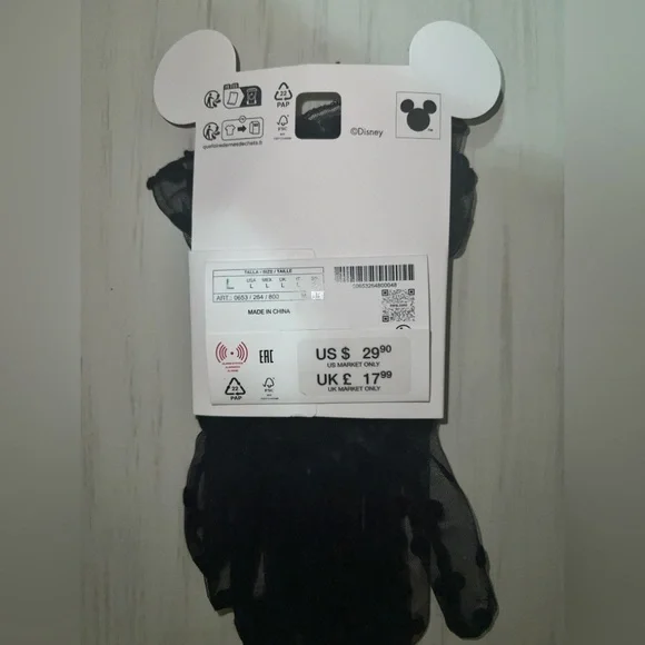 Zara x Disney Black Sheer Gloves LIMITED EDITION - Picture 2 of 3